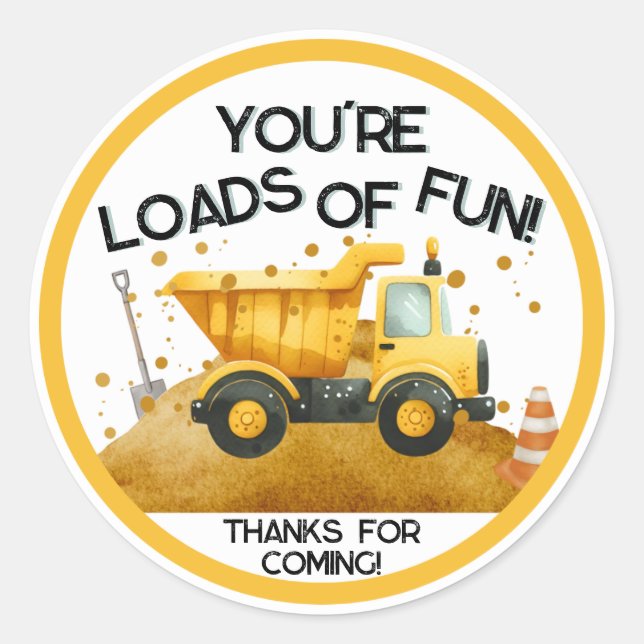 Gastgeschenk-Rundaufkleber für Fun Construction Runder Aufkleber (Vorderseite)