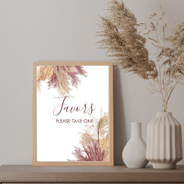 Gastgeschenk Sign Boho Pampas Grass Mauve Pink Poster