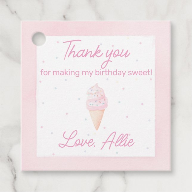 Gastgeschenk Tags - Zwei süße Eiscreme Geschenkanhänger (Vorderseite)
