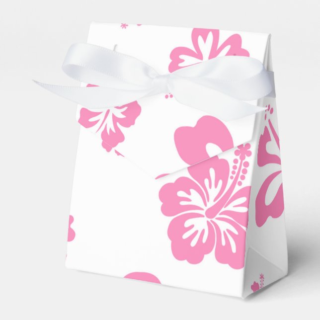 Gastgeschenke für Blume mit weißem und rosa Hibisk Geschenkschachtel (Vorderseite)