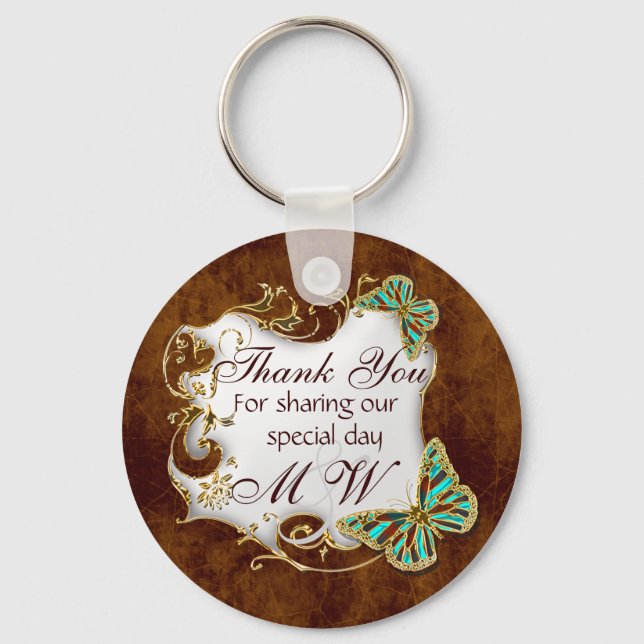 Gastgeschenke Hochzeiten aus Braungold Schlüsselanhänger (Vorderseite)