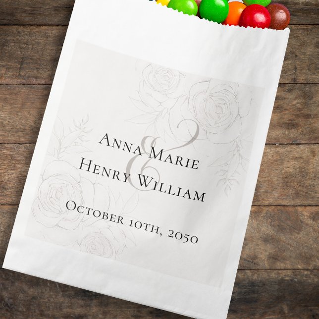 Gastgeschenke Hochzeiten Candy Simple Minimalistis Geschenktütchen (Simple blush floral calligraphy ampersand elegant paper party favor bag.)