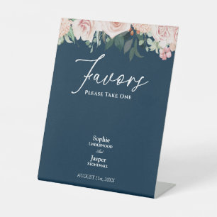Gastgeschenke Hochzeiten der Blush Floral Navy Sockelschild