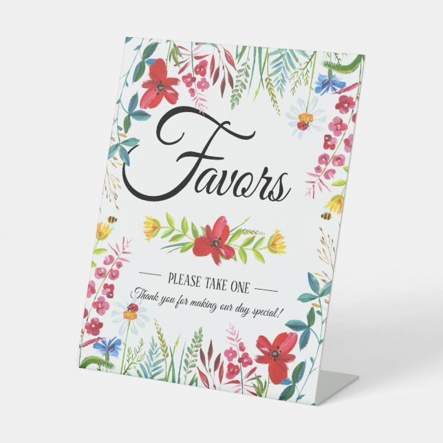 Gastgeschenke Hochzeiten der Wildblumen Sockelschild (Vorderseite)