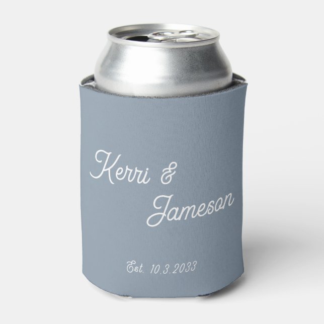 Gastgeschenke Hochzeiten Dusty Blue Minimalistisch Dosenkühler (Kanne Vorderseite)