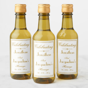 Gastgeschenke Hochzeiten Elegantes White & Gold Sc Weinetikett