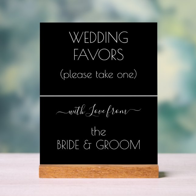 Gastgeschenke Hochzeiten Formale Schwarz-weiße Typ Acrylschild (Neutral)