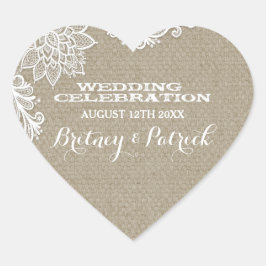 Gastgeschenke Hochzeiten für das Blumenland Burlap Herz-Aufkleber