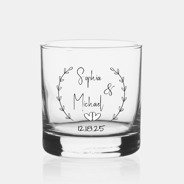 Gastgeschenke Hochzeiten für personalisierte Typog Whiskyglas (Vorderseite)