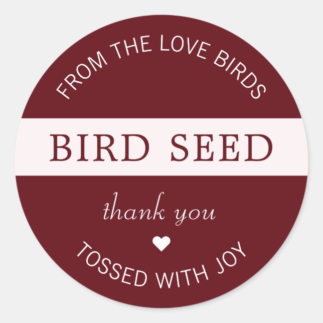 Gastgeschenke Hochzeiten für Vogelgeflügel Runder Aufkleber (Vorderseite)