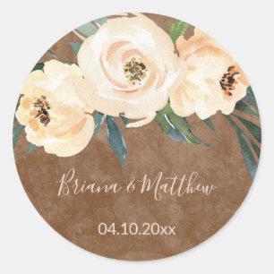 Gastgeschenke Hochzeiten in Beige Blütenfarben Cla Runder Aufkleber