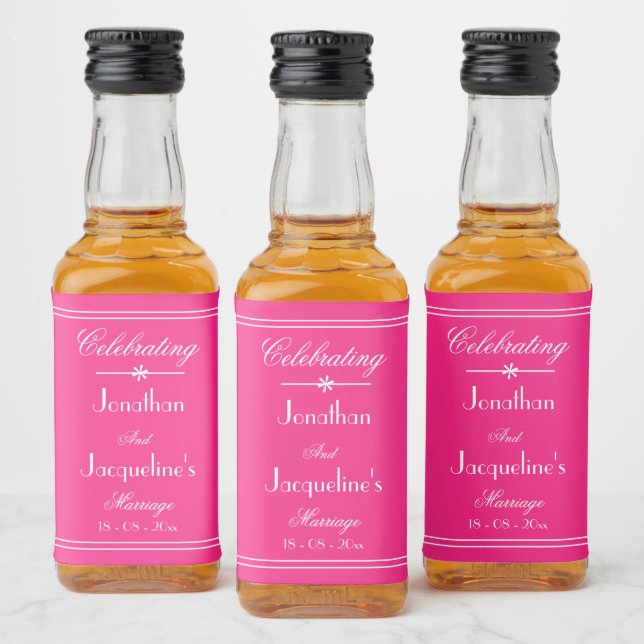 Gastgeschenke Hochzeiten Namen Chic Elegant Rosa M Alkoholflaschenetikett (Flaschen)