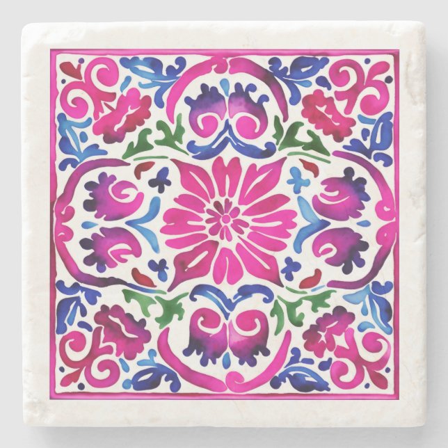 Gastgeschenke Hochzeiten Rosa blaue mexikanische T Steinuntersetzer (Vorderseite)