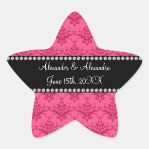 Gastgeschenke Hochzeiten Rosa Damast Stern-Aufkleber