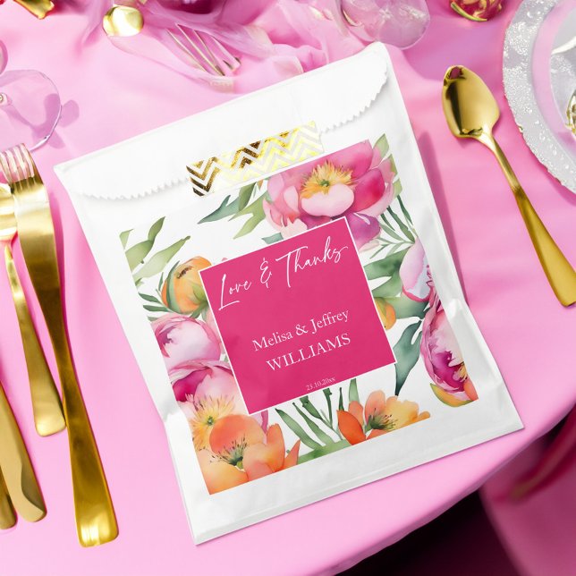 Gastgeschenke Hochzeiten Rosa orange Blume Geschenktütchen (Wedding favors pink and orange flowers personalized favor bag  elegant floral favor bag)