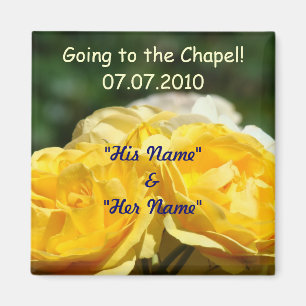Gastgeschenke Hochzeiten Save the Date Gelbrosenma Magnet