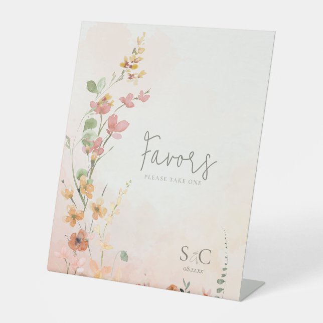 Gastgeschenke Hochzeiten Sonnige Wildblume Gradien Sockelschild (Vorderseite)