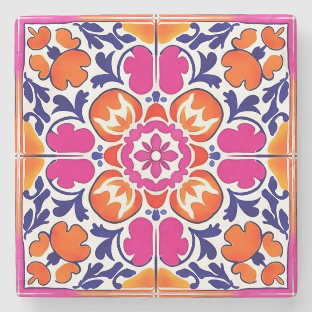Gastgeschenke Hochzeiten talavera mexikanische Fli Steinuntersetzer (Vorderseite)