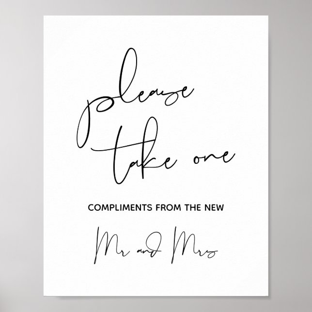 Gastgeschenke Hochzeiten Unterschreiben Bitte nehm Poster (Vorne)