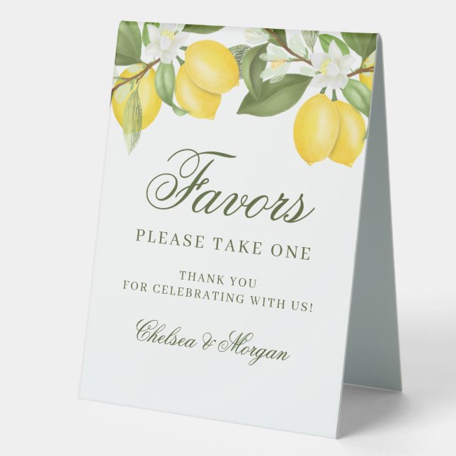 Gastgeschenke Hochzeiten von Wasserfarben Lemon Ci Tischaufsteller (Vorderseite)