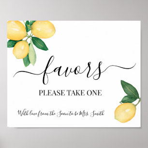 Gastgeschenke Party Schild Zitronen Braut Hochzeit