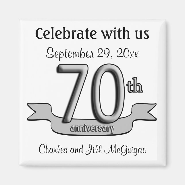 Gastgeschenke zum 70. Jubiläum Save the Date Magnet (Vorne)
