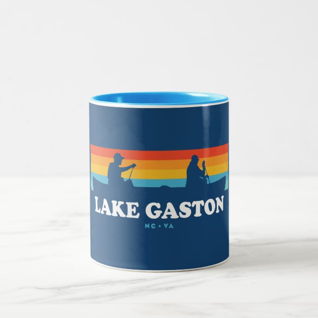 Gaston Lake North Carolina Virginia Canoe Zweifarbige Tasse (Mittel)