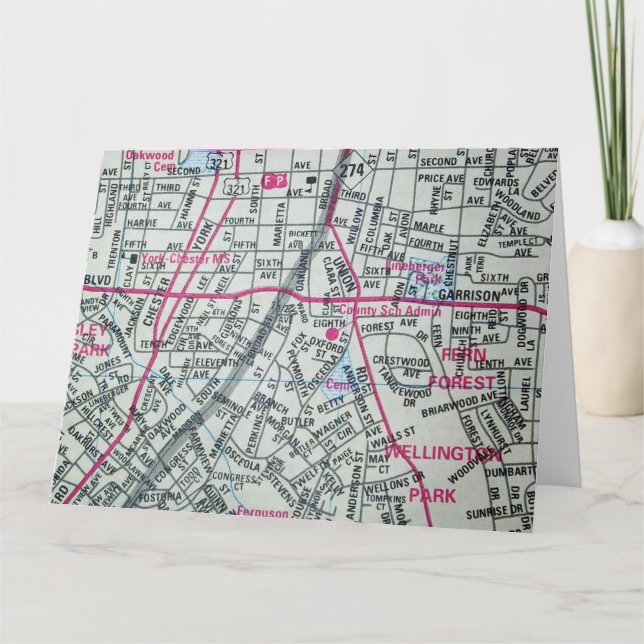 Gastonia, NC Vintage Karte (Vorderseite)