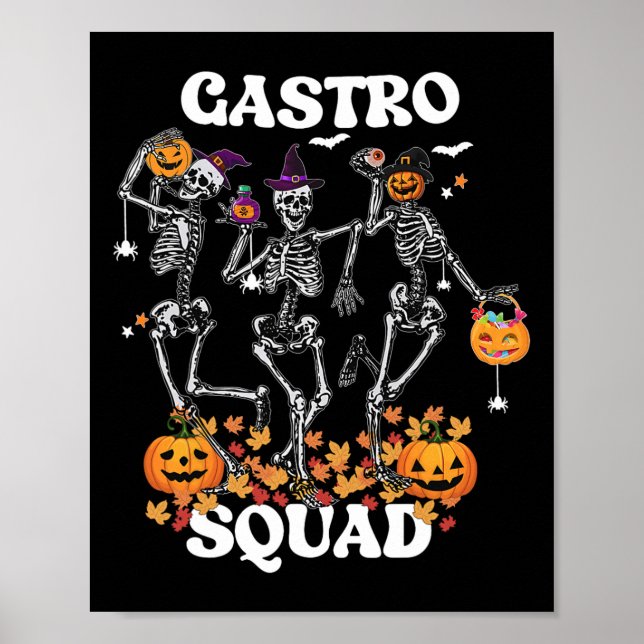 Gastro Squad Halloween Skeleton Dancing Endoskopie Poster (Vorne)