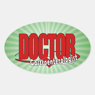 Gastroenterologe DOCTOR LOGO BIG RED Ovaler Aufkleber