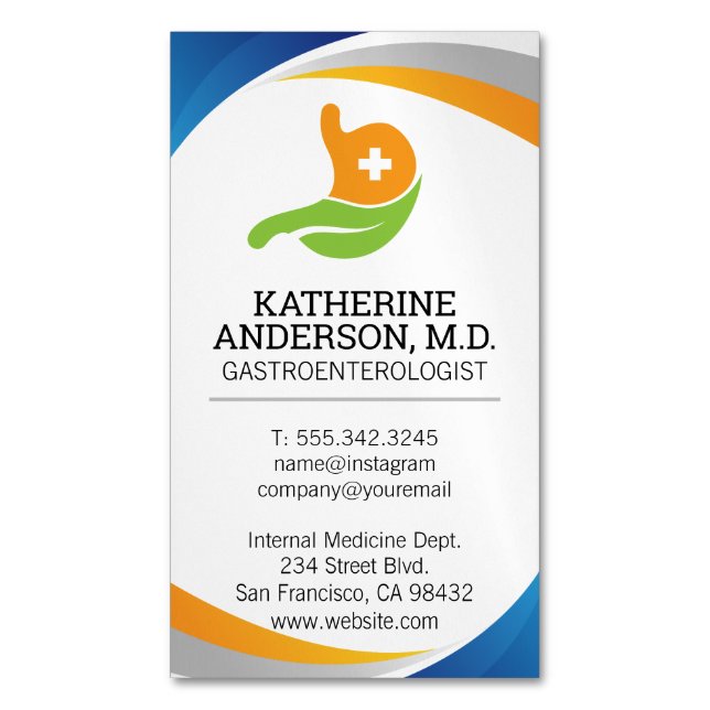 Gastroenterologin-Logo | Interne Medizin Magnetische Visitenkarte (Vorderseite Vertikal)