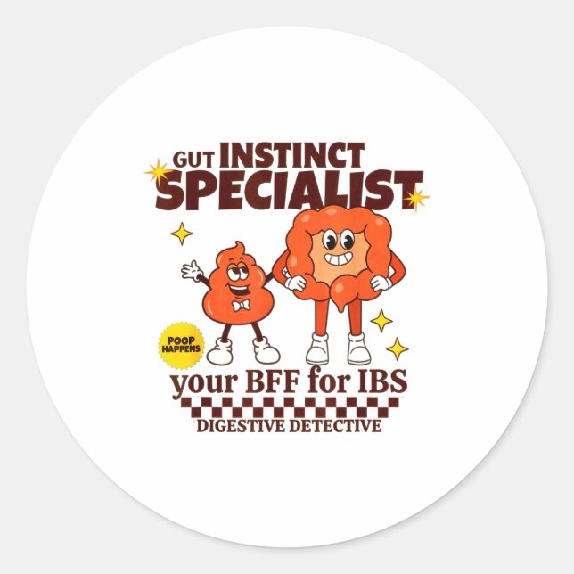 Gastroenterologist Retro Intestine Gift Ibs Gi Nur Runder Aufkleber (Vorderseite)