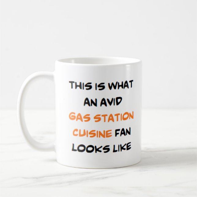 Gastronomie-Fan der Tankstelle, begeistert Kaffeetasse (Links)