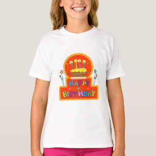 Gâteau aux bougies, sur un T-shirt coloré