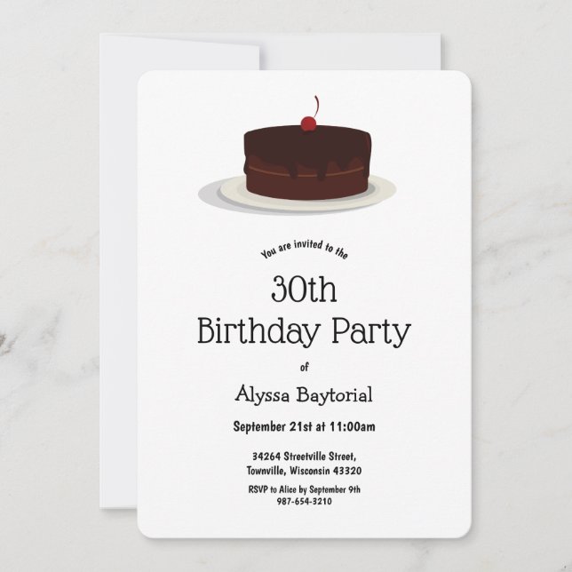 Gâteau aux cerises au chocolat| Invitation d'anniv (Devant)