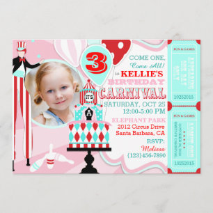 Gâteau Carnival Tente Invitation Anniversaire