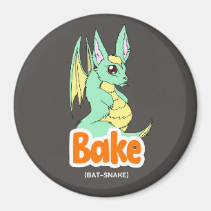 Gâteau (chat + pain) Cute Cercle et aimant Carré