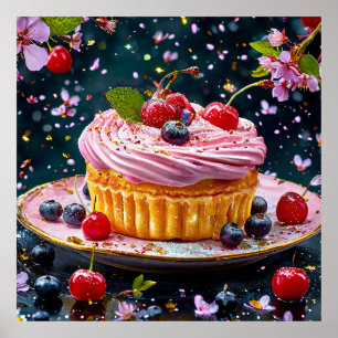 🧁 Gâteau Cupcake avec Glaçage Rose Décoration de 