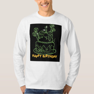 gâteau d'anniversaire heureux de t-shirt