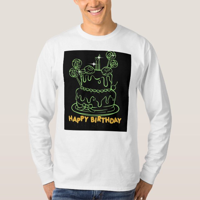gâteau d'anniversaire heureux de t-shirt (Devant)