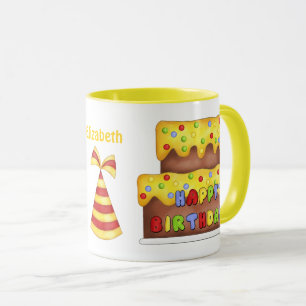 Gâteau d'anniversaire Nom personnalisé Mug