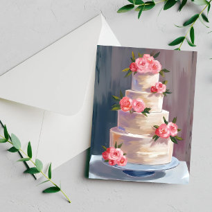 Gâteau de Mariage Rose Rose Carte de Mariage à l