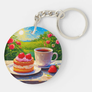 Gâteau fraise et café délicieux