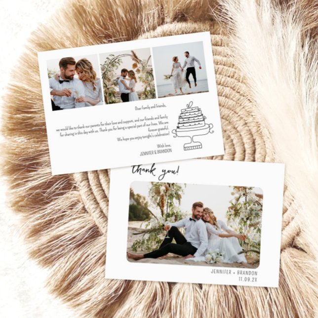 Gâteau gribouillé carte de remerciement de mariage (Créateur téléchargé)