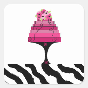 Gâteau rose designer avec autocollant imprimé zèbr