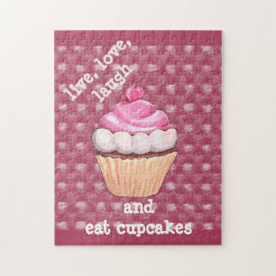 Gâteau rose mignon en direct, Amour, Rire Puzzle