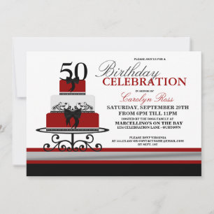 Gâteau rouge sur mesure Invitations d'anniversaire