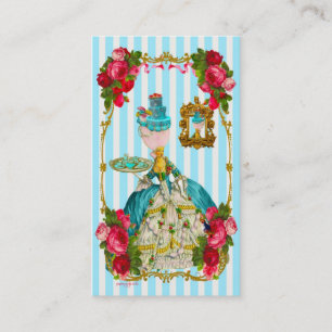 Gâteaux de bleu et carte de visite de thé de ros