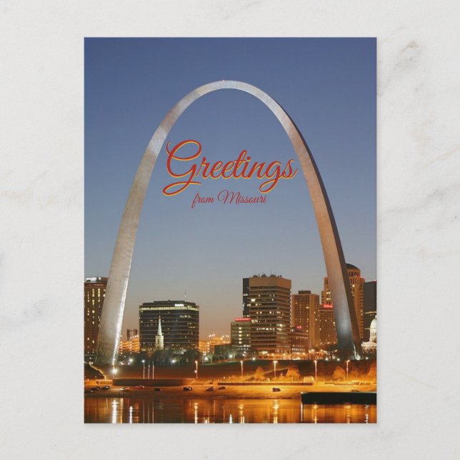 Gateway Arch Greetings von Missouri Postkarte (Vorderseite)