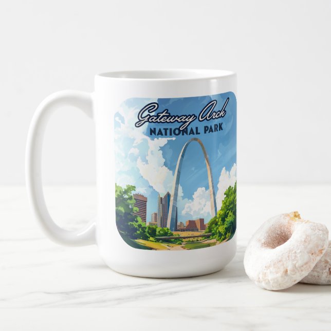 Gateway Arch National Park Missouri St Louis Retro Kaffeetasse (Mit Donut)
